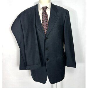 Pal Zileri Suit 2 Piece Blue Bird Eye Pattern Jacket 44L Wool Pants 34X28 Nice